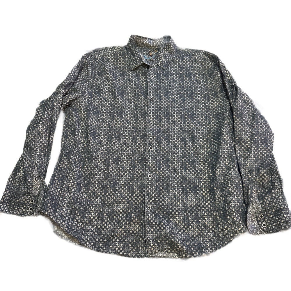 Robert Graham Men's Classic Fit Flip Cuff Shirt XXL Blue Green